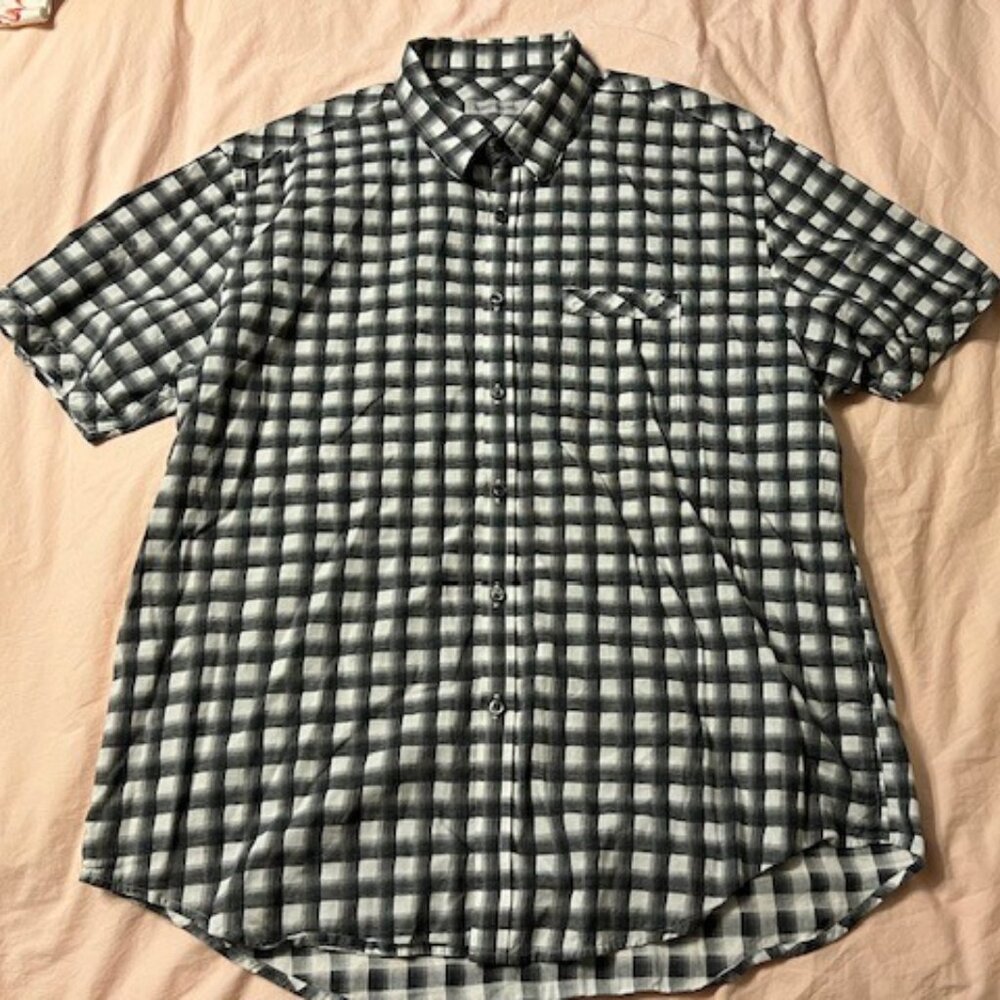 James Campbell Men's Button Down Short Sleeve Plaid Shirt XL